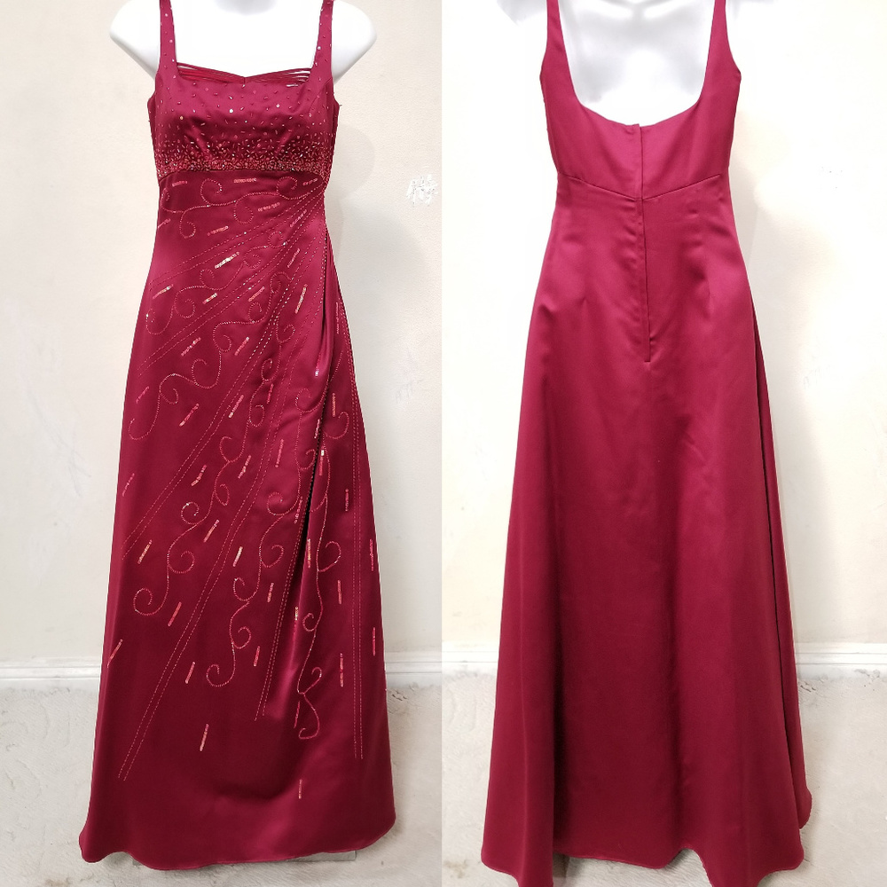 NWOT Hand Embellished Burgandy Gown by an Artisan